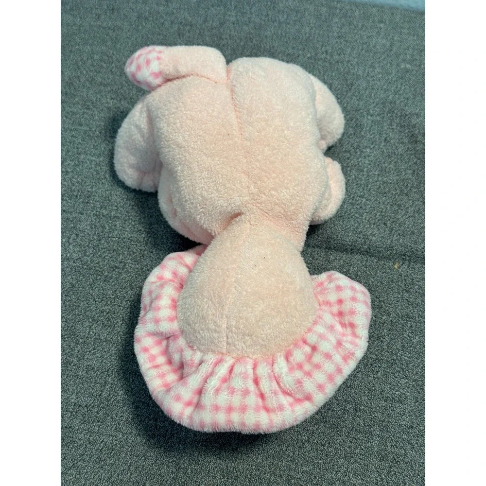Baby Ty Gwowls the Lion Pink Bonnet Gingham Check Mane Stuffed Animal Plush Toy